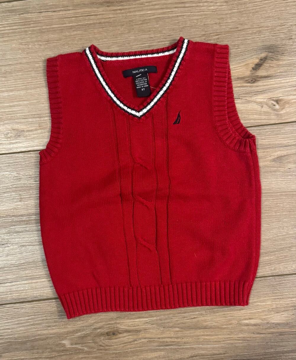 Nautica Boys V-neck Sweater Vest Size 4T Bin AA14